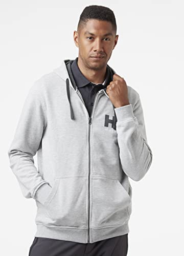Helly Hansen Men's Standard HH Logo Full Zip Hoodie, 949 Grey Melange, Medium