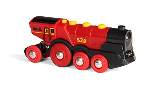 Brio World 33592 Mighty Red Action Locomotive | Battery Operated Toy Train with Light and Sound Effects for Kids Age 3 and Up