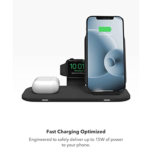 mophie Wireless Charging Stand+ Wireless Charging Stand and pad with USB-A Port. for AirPods, Apple Watch, iPhone, Samsung Galaxy, Qi-Enabled Devices