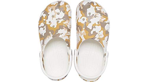 Crocs Unisex-Adult Classic Camo Clogs, White/Camo, 11 Men/13 Women