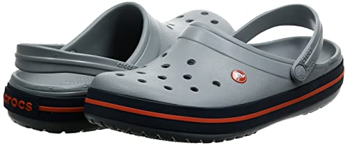 Crocs unisex adult Men's and Women's Crocband Clog, Light Grey/Navy, 13 Women 11 Men US