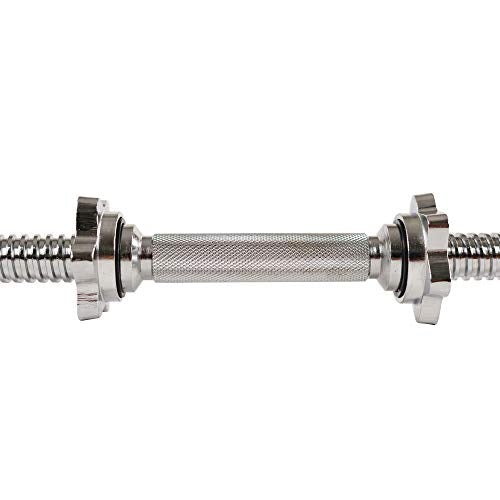 Sunny Health and Fitness 14 in Threaded Chrome Dumbbell Bar Pairs with Ring Collars - STDBH-14