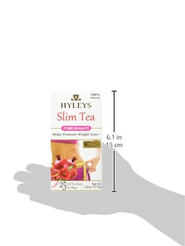 Hyleys Slim Tea Pomegranate Flavor - Weight Loss Herbal Supplement Cleanse and Detox - 25 Tea Bags (1 Pack)