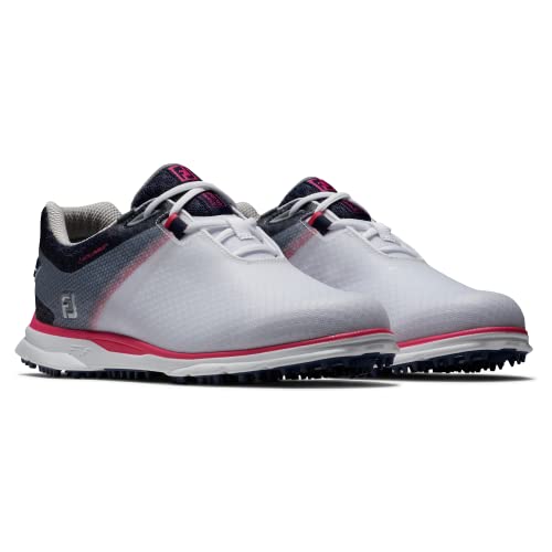 FootJoy Women's Pro|SL Sport Golf Shoe, White/Navy/Pink, 9