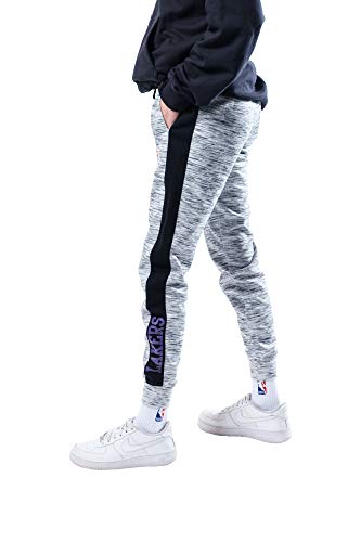 Ultra Game NBA Los Angeles Lakers Womens Active Basic Fleece Jogger Sweatpants, Space Dye Gray, Large