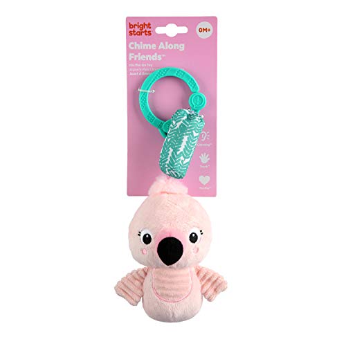Bright Starts Chime Along Friends On-the-Go Take-Along Toy - Flamingo, Ages Newborn +