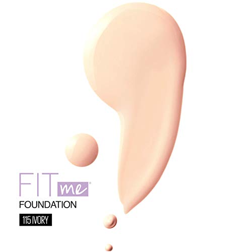 Maybelline Fit Me Dewy + Smooth SPF 18 Liquid Foundation Makeup, Ivory, 1 Count