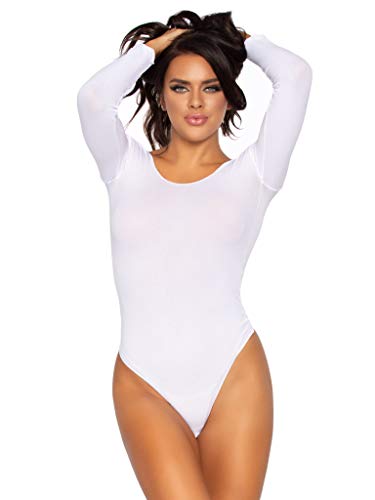 Leg Avenue Women's Opaque Bodysuit, White, One Size