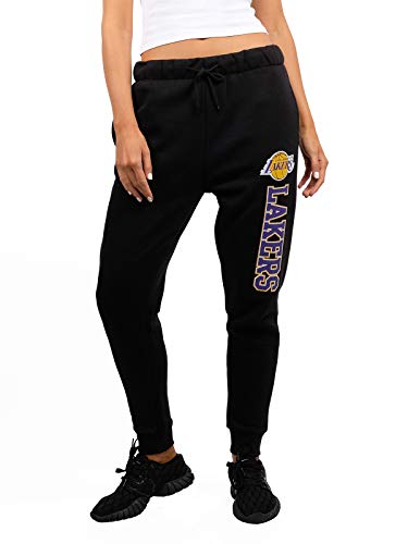 Ultra Game NBA Los Angeles Lakers Womens Jogger Pants Active Basic Fleece Sweatpants , Black, Medium