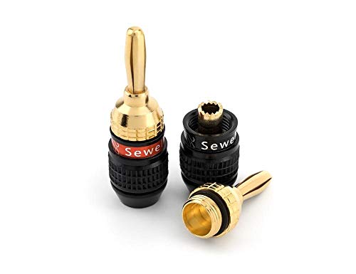 Sewell SW-29863-12 Deadbolt Banana Plugs 12-Pairs by, Gold Plated Speaker Plugs, Quick Connect