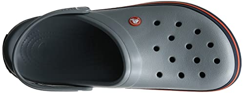 Crocs unisex adult Men's and Women's Crocband Clog, Light Grey/Navy, 13 Women 11 Men US