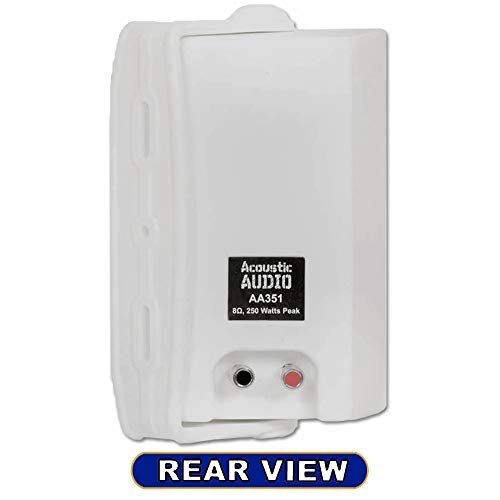 Acoustic Audio by Goldwood AA351W 2 Way High Performance Indoor Outdoor 500W Speakers with Powerful Bass (1 Pair, White)