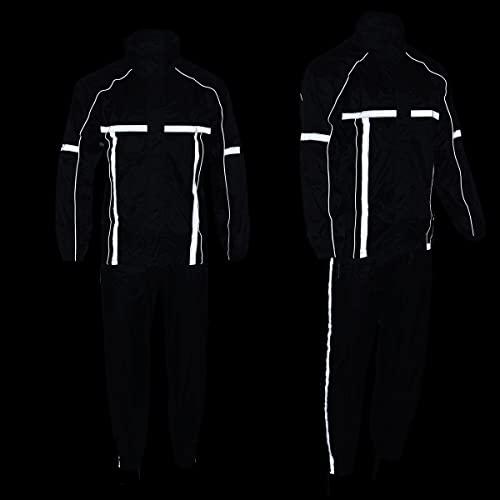 Milwaukee Leather MPM9510 Men's Black Water-Resistant Rain Suit with Hi Vis Reflective Tape - Small