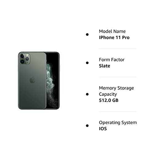 Apple iPhone 11 Pro, 512GB, Midnight Green - Fully Unlocked (Renewed Premium)