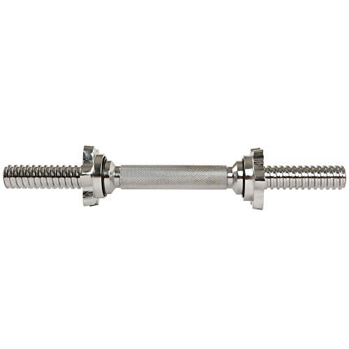 Sunny Health and Fitness 14 in Threaded Chrome Dumbbell Bar Pairs with Ring Collars - STDBH-14