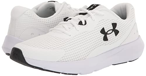 Under Armour Men's Surge 3 Road Running Shoe, White (100)/Black, 10