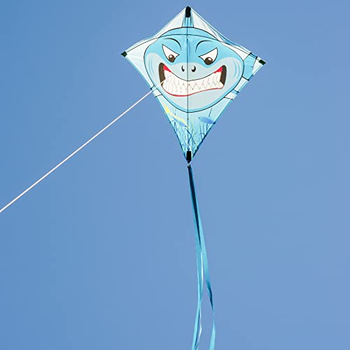 In the Breeze Shark 30 Inch Diamond Kite - Single Line - Includes Kite Line and Bag - Fun Printed Design