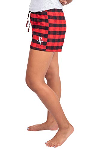 Ultra Game NBA Houston Rockets Womens Sleepwear Soft Tee Shirt and Flannel Shorts Loungewear Pajama Set, Team Color, Large