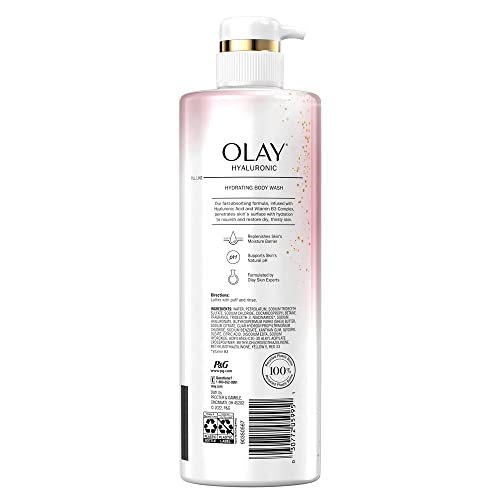 Olay Body Wash Women Cleansing and Nourishing with Hyaluronic Acid and Vitamin B3, 20 fl oz (Pack of 4)