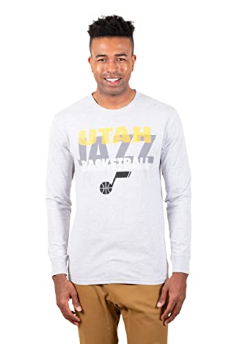 Ultra Game NBA Utah Jazz Mens Supreme Long Sleeve Pullover Tee Shirt, Heather Gray, Medium