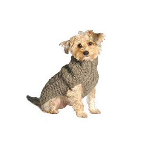 Chilly Dog Cable Dog Sweater, Medium, Grey