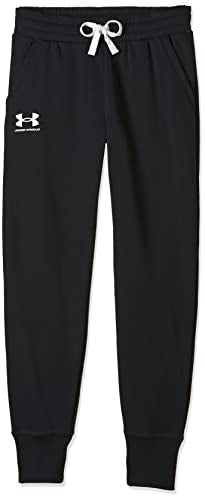 Under Armour Womens Rival Fleece Joggers , Black (001)/White , X-Small