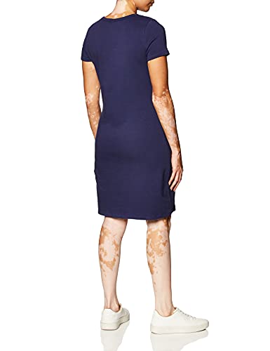 Touched by Nature Girls, Toddler, Baby and Womens Organic Cotton Short-Sleeve and Long-Sleeve Dresses, Navy Short Sleeve, Large