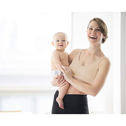 Medela Maternity and Nursing Comfort Bra, Non Wire and Seamless Nursing Bra for Breastfeeding Moms, Size XL Nude