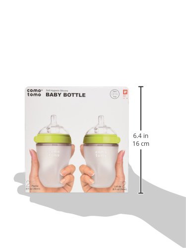 Comotomo Baby Bottle, Green, 8 oz (2 Count)