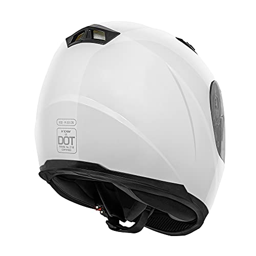 VCAN VX Lightweight Full Face Motorcycle Street Bike Helmet with Extra Tinted Visor DOT and ECE 22.05 Approved (White, Medium)