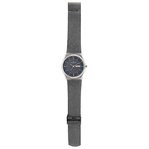 Skagen Men's Melbye Quartz Analog Stainless Steel and Stainless Steel Mesh Watch, Color: Gray and Blue Steel Mesh (Model: SKW6078)
