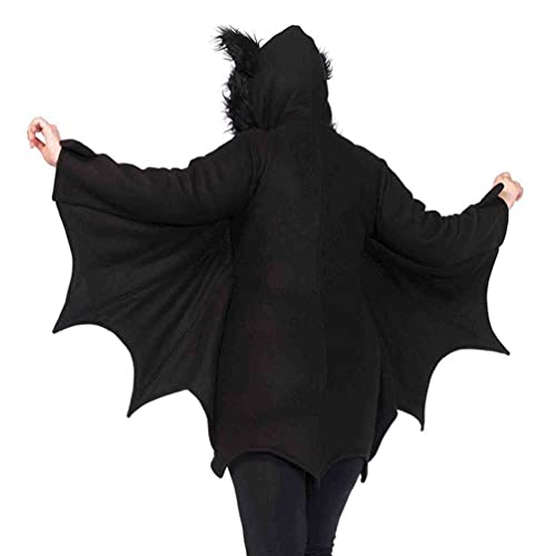 Leg Avenue womens Cozy Bat Hooded Fleece dress - Cute Winged Halloween for women Adult Sized Costumes, Black, 1X 2X US