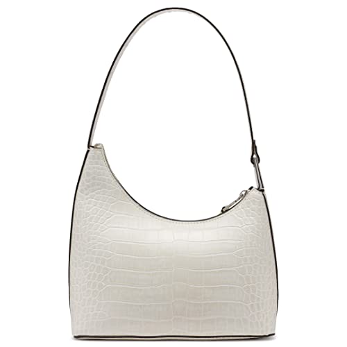 Calvin Klein Holly Top Zip Shoulder Bag, Cherub White Croco,One Size