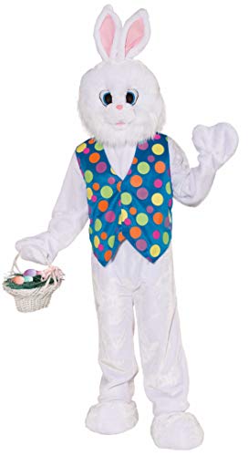 Forum Deluxe Plush Funny Bunny Mascot Costume, White, Standard (Up To Chest Size 42)