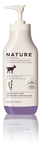Nature By Canus Creamy Body Lotion, Lavender Oil, 11.8 Oz, With Smoothing Fresh Canadian Goat Milk, Vitamin A, B3, Potassium, Zinc, and Selenium