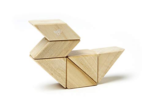 6 Piece Tegu Pocket Pouch Prism Magnetic Wooden Block Set, Natural
