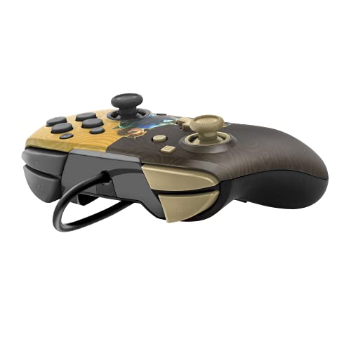 PDP Gaming Faceoff Deluxe+ Wired Switch Pro Controller - Zelda Breath of the Wild - Link - Gold / Black - Official Licensed Nintendo - Customizable buttons and paddles - Ergonomic Controllers