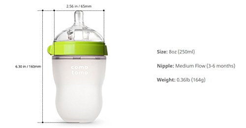 Comotomo Baby Bottle, Green, 8 oz (2 Count)