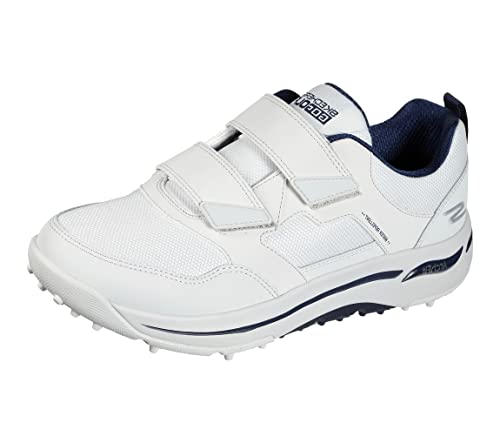 Skechers Men's Go Arch Fit Golf Shoe Sneaker, White/Navy 2 Strap, 9.5