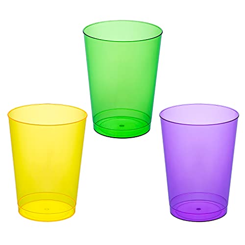 Party Essentials Hard Plastic Party Cups/Tumblers, 10-Ounce, Mardi Gras Mix, 50-Count