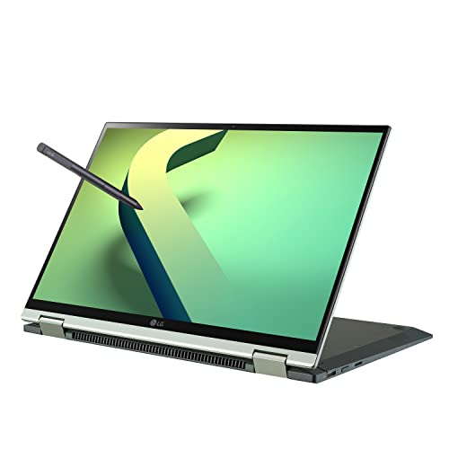 LG gram (2022) 14T90Q 2-in-1 Tablet Laptop, 14' (1920 x 1200) IPS Display, Intel Evo 12th Gen i7 1260P Processor, 16GB LPDDR5, 1TB NVMe SSD, FHD Webcam, WiFi 6E, Thunderbolt 4, Windows 11, Green