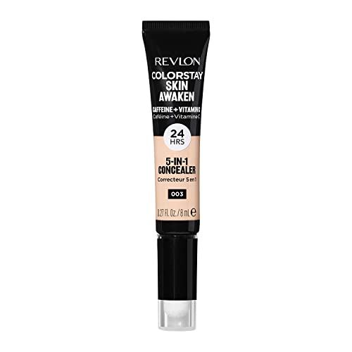 Revlon ColorStay Skin Awaken 5-in-1 Concealer, Lightweight, Creamy Longlasting Face Makeup with Caffeine and Vitamin C, For Imperfections, Dark Circles and Redness, 003 Cool Ivory, 0.27 fl oz