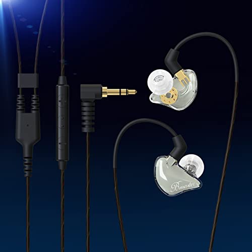 BASN Bmaster Triple Drivers in Ear Monitor Headphone with Two Detachable Cables Fit in Ear Suitable for Audio Engineer, Musician (Grey)