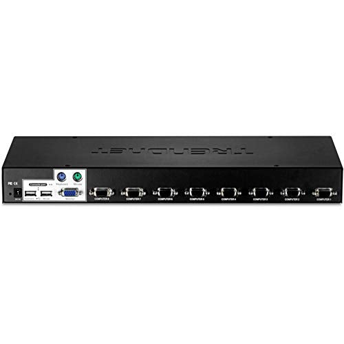 TRENDnet 8-Port USB/PS2 Rack Mount KVM Switch, TK-803R, VGA and USB Connection, Supports USB and PS/2 Connections, Device Monitoring, Auto Scan, Audible Feedback, Control up to 8 Computers/Servers