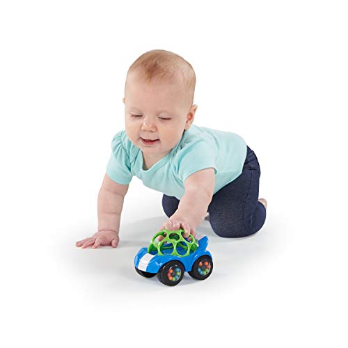 Bright Starts Oball Rattle and Roll Sports Race Car Toy Push and Go Vehicle, Easy Grasp, Ages 3 Months +, Blue
