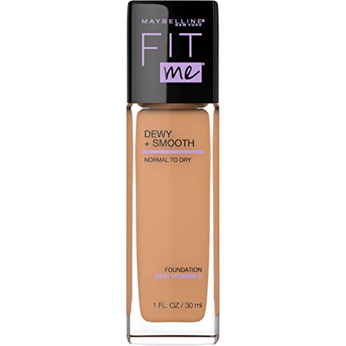 Maybelline Fit Me Dewy + Smooth SPF 18 Liquid Foundation Makeup, Warm Honey, 1 Count