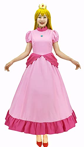 Super Brothers Princess Peach Costume For Women Halloween Cosplay Dress Womens-Medium