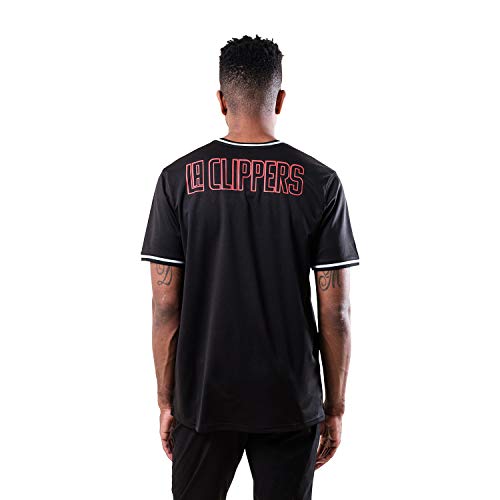 Ultra Game NBA Los Angeles Clippers Mens Jersey V-Neck Mesh Short Sleeve Tee Shirt, Black, Large
