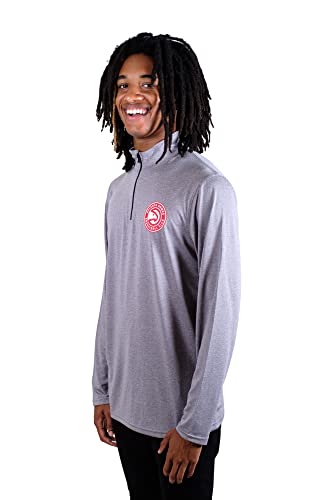 Ultra Game NBA Men's Quarter Zip Long Sleeve Pullover T-Shirt , Heather Gray, X-Large