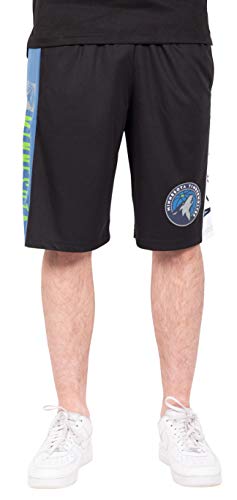 Ultra Game NBA Minnesota Timberwolves Mens Mesh Basketball Shorts, Black, X-Large